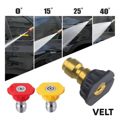 Velt 5-Pack Pressure Washer Spray Nozzle Tips – 1/4” Quick Connect Set with 0°, 15°, 25°, 40° & Soap Nozzle – High-Pressure Nozzle Tips for Power Washers, Garden & Car Cleaning