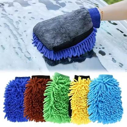 NikCatcher Microfiber Car Wash Gloves – Chenille Waterproof Double-Faced Mitt with Soft Mesh Back for Wax Detailing and Car Cleaning