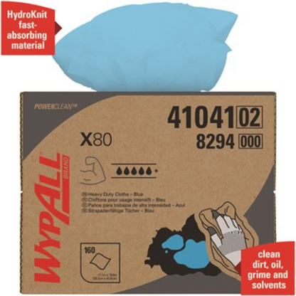 WYPALL X80 Extended Use Cloths – Blue Reusable Wipes, 160 Sheets per Brag Box