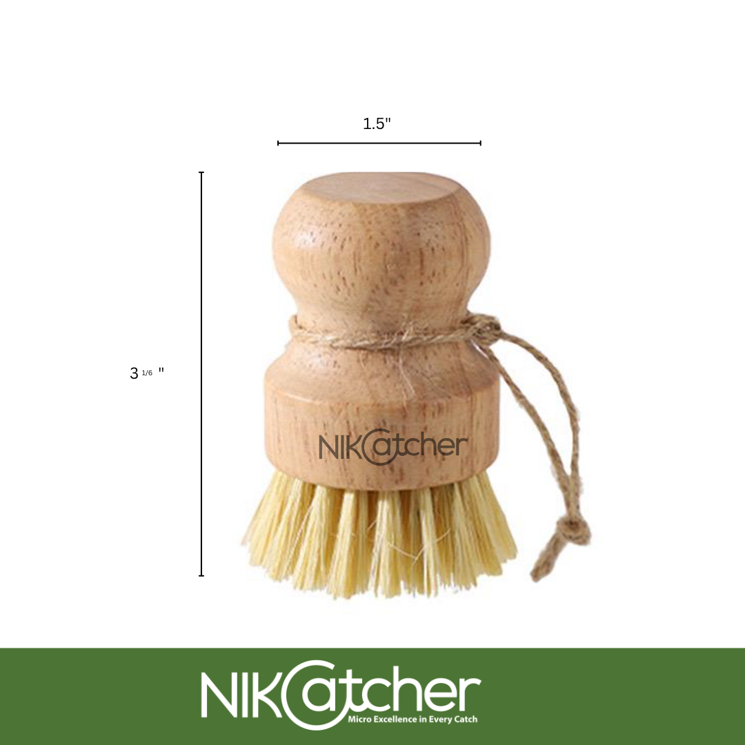 Nikcatcher Bamboo Cleaning Brush with Natural Sisal Coconut Palm Fiber