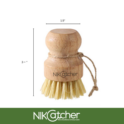 Nikcatcher Bamboo Cleaning Brush with Natural Sisal Coconut Palm Fiber