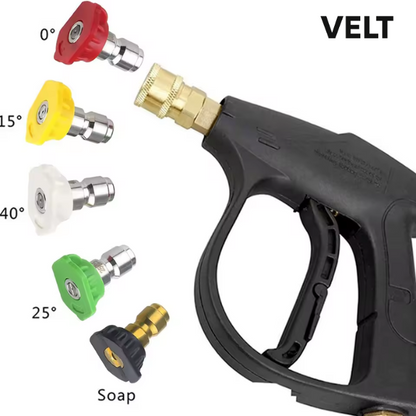 Velt 5-Pack Pressure Washer Spray Nozzle Tips – 1/4” Quick Connect Set with 0°, 15°, 25°, 40° & Soap Nozzle – High-Pressure Nozzle Tips for Power Washers, Garden & Car Cleaning