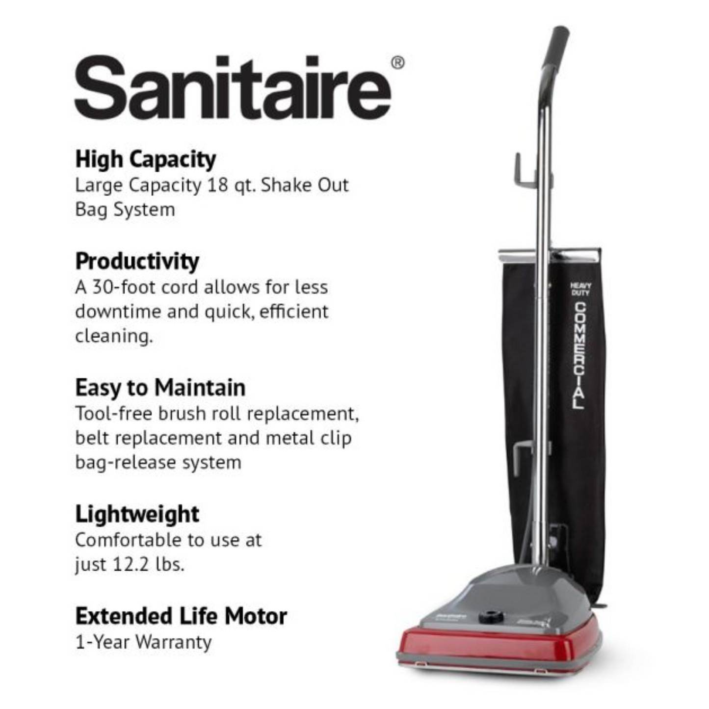 Sanitaire Tradition Bagless Corded Commercial Upright Vacuum Cleaner