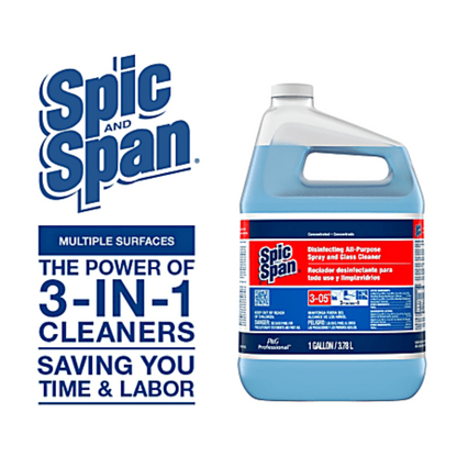 Spic and Span 1 Gal. Concentrate – 3-in-1 All-Purpose, Glass Cleaner, and Disinfectant with Spray Bottle