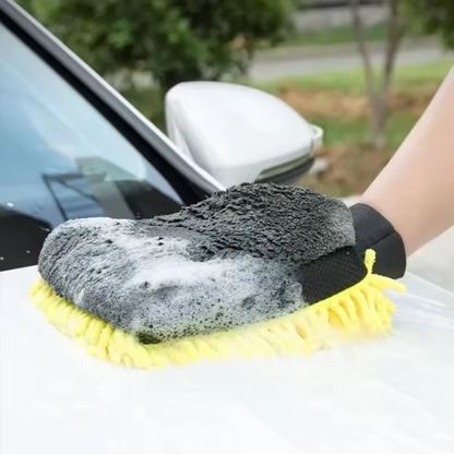 NikCatcher Microfiber Car Wash Gloves – Chenille Waterproof Double-Faced Mitt with Soft Mesh Back for Wax Detailing and Car Cleaning