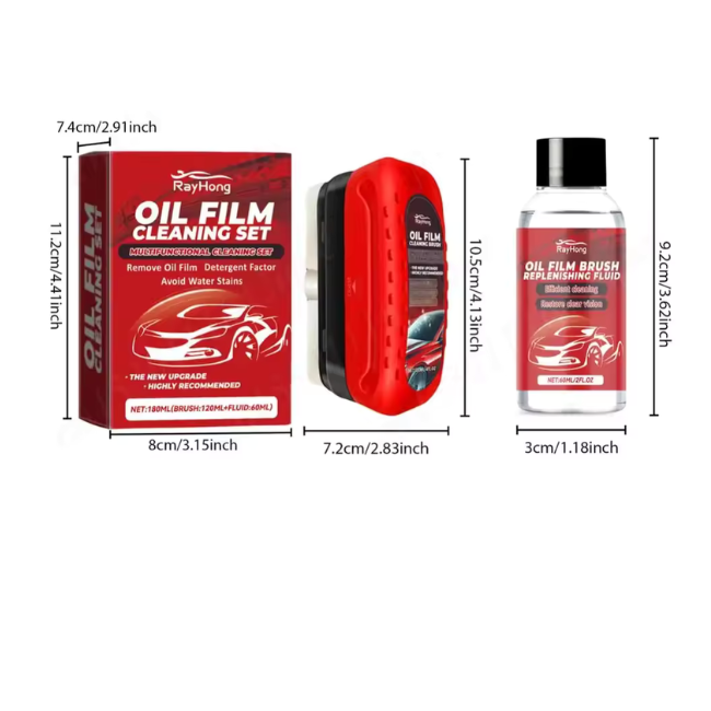 Ray Hong Car Windshield Oil Film Cleaner – Glass Cleaning Board & Wipe Brush for Removing Oil Film, Smudges, and Road Grime
