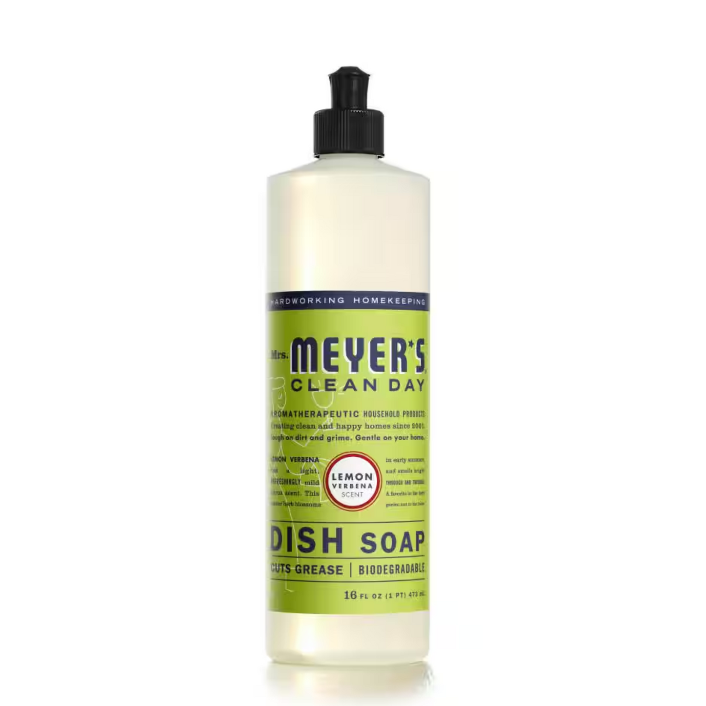 Mrs. Meyer's Clean Day Liquid Dish Soap, Lemon Verbena Scent, 16 oz.